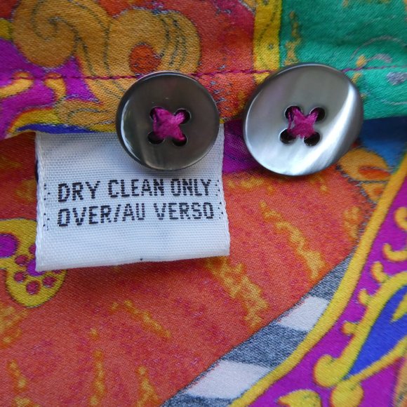 SiLK Satin Vintage 80s Vibrant Color Shawl Wrap Blouse Dana Buchman 12 Large - Picture 8 of 9